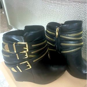 BCBG Black biker wedge bootie